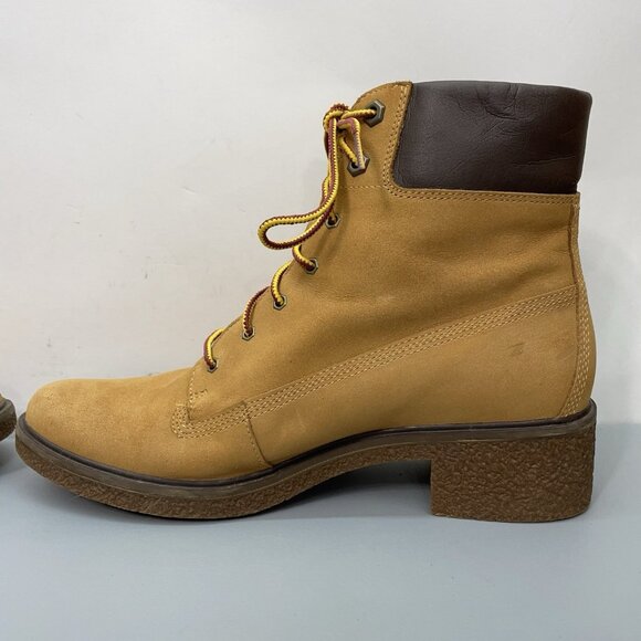 Timberland Brinda Ankle Boots Heeled Booties Nubuck Leather Wheat Tan Womens 9.5 - Picture 12 of 14